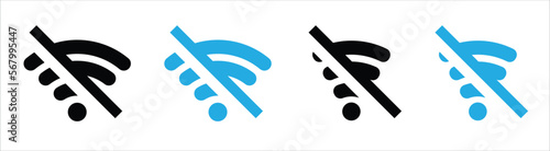 no internet connection icon set. no wi-fi icon. no signal icon collections symbol sign, vector illustration