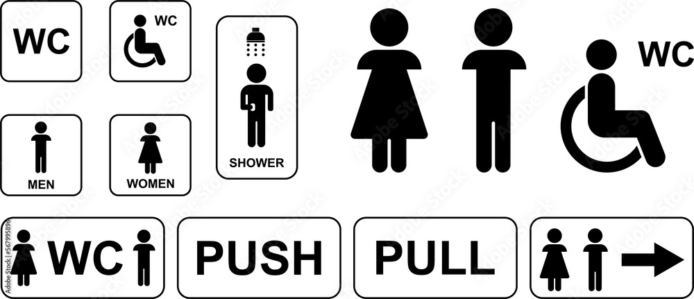 Collection of vector icons for toilet, shower. Collection of vector icons for toilet, shower.