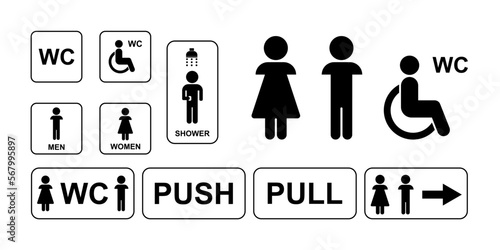 Collection of vector icons for toilet, shower.