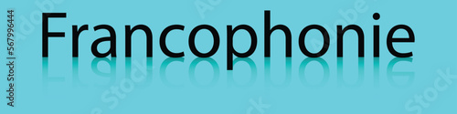 The inscription Francophonie on a glossy surface with a mirror reflection. Vector on an emerald background photo