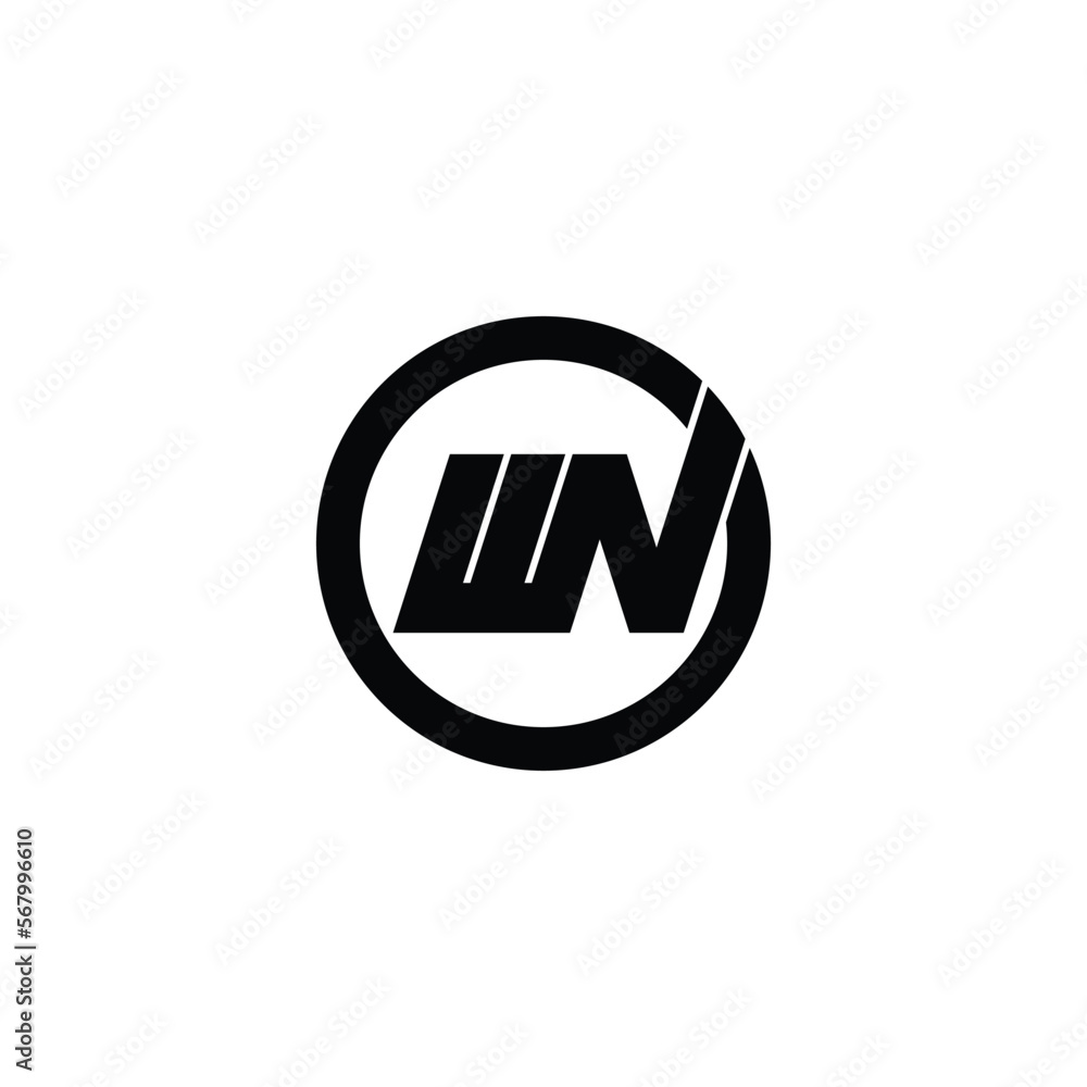 Letter WN circle logo design vector Letter WN circle logo design vector