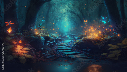 fantasy magical light forest