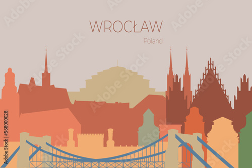 City Landscape in Autumn, Wroclaw Travel Postcard