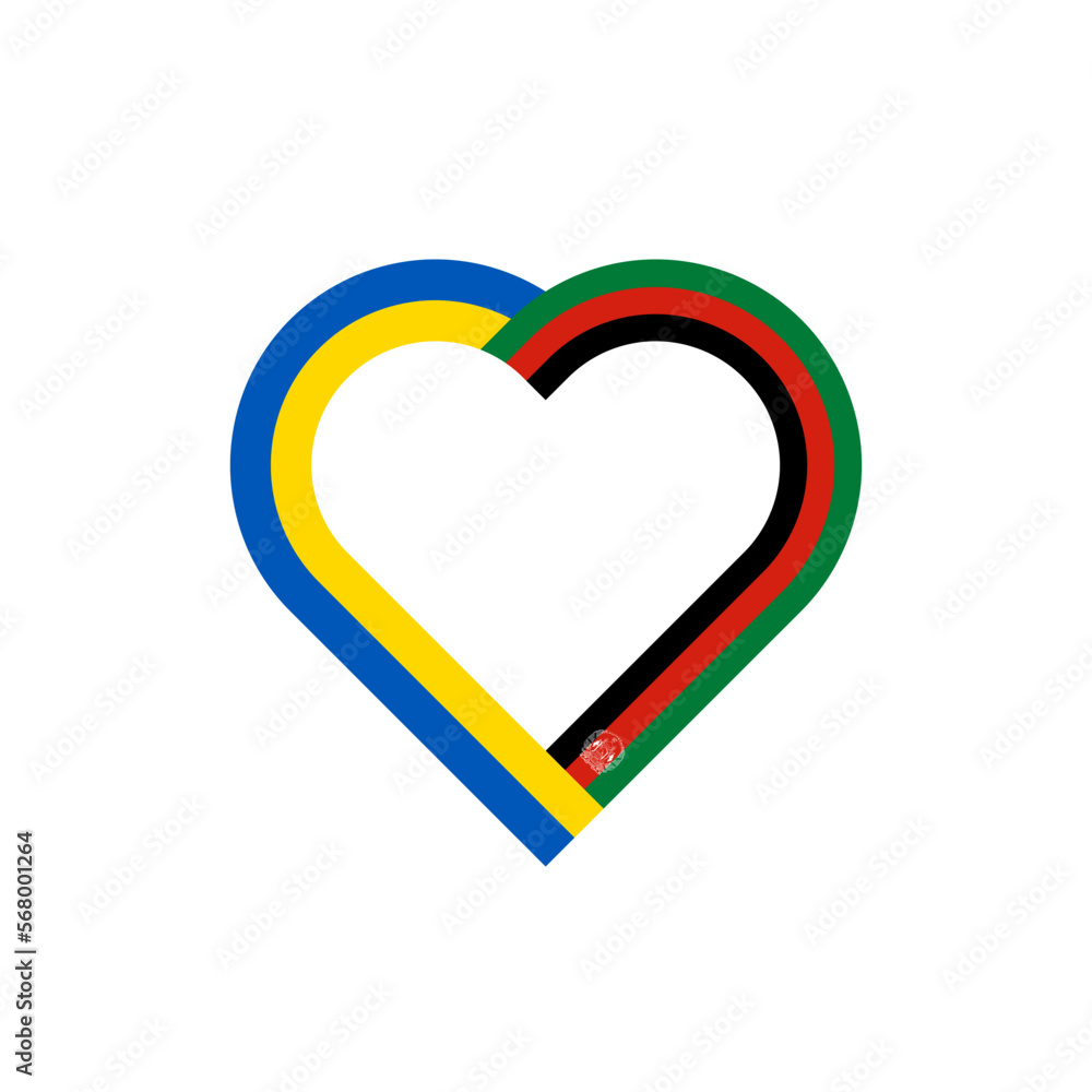 unity concept. heart ribbon icon of ukraine and afghanistan flags. vector illustration isolated on white background unity concept. heart ribbon icon of ukraine and afghanistan flags. vector illustration isolated on white background