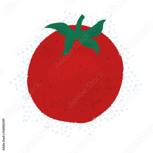 Fresh red tomato hand-drawn illustration with textures. Healthy organic food concept. Elements on different layers for ease of use. Full vector. Transparent background.