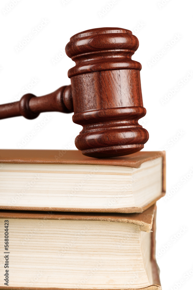 Wooden justice gavel on stack books Wooden justice gavel on stack books