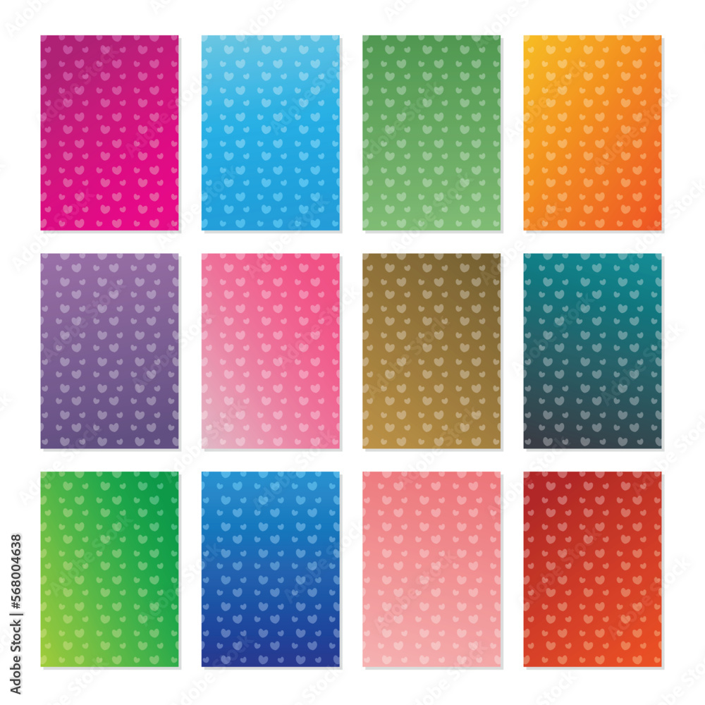 Valentine's day colorful background. Abstract texture with heart icon. Stylish minimal design for wrapping, fabric, wedding decoration