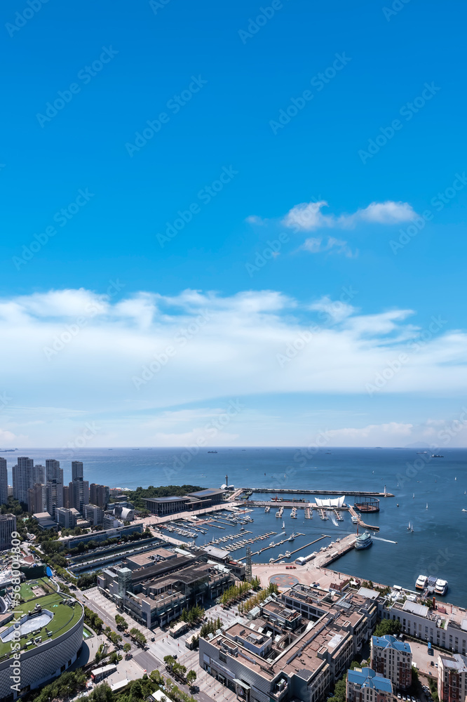 Aerial photo of urban landscape in Qingdao coastal bay area Aerial photo of urban landscape in Qingdao coastal bay area