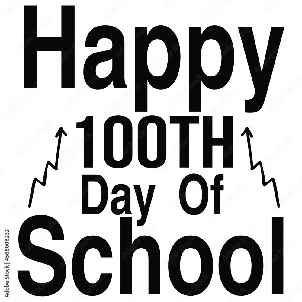 Happy 100th day of school, Happy back to school day shirt print template, typography design for kindergarten pre k preschool, last and first day of school, 100 days of school shirt Happy 100th day of school, Happy back to school day shirt print template, typography design for kindergarten pre k preschool, last and first day of school, 100 days of school shirt