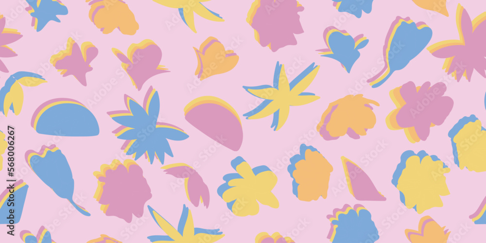 Hand drawn floral abstract seamless pattern