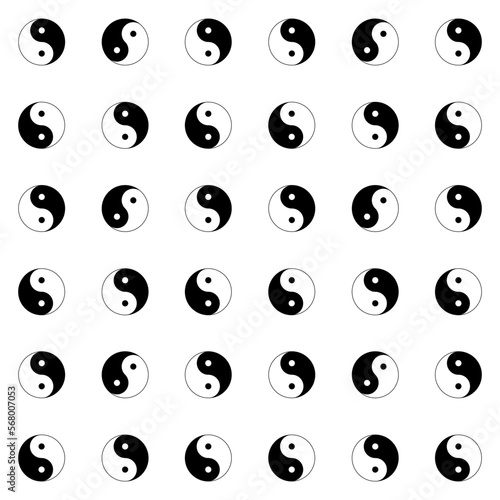 Yin yang symbol. Yin yang icon. Taoism sign. Yin Yang symbol. balance and harmony. Logo of meditation, karma, buddhism, and japan. Black-white icon isolated on transparent background. Vector. Pattern.