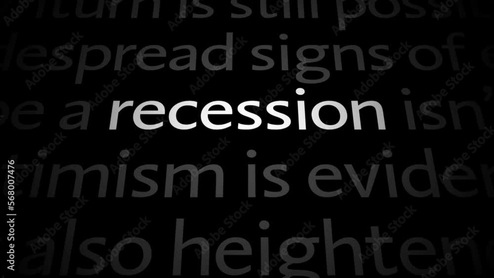 Loop of economic news articles with focus on single word. Topic economic crisis and recession. Loop of economic news articles with focus on single word. Topic economic crisis and recession.