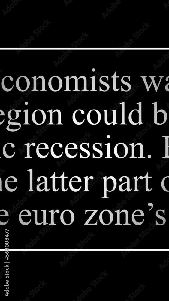 Loop of economic news articles with focus on single word. Topic economic crisis and recession. Loop of economic news articles with focus on single word. Topic economic crisis and recession.
