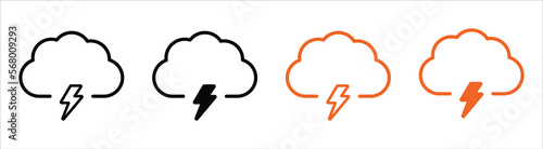 cloud lightning icon set. weather icon. storm icon collections symbol sign, vector illustration