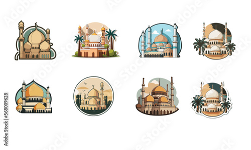 8 modern mosque illustrations 