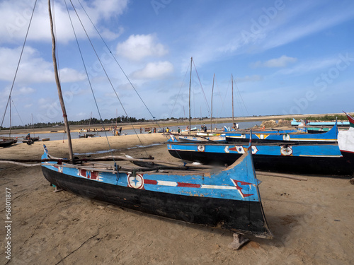 Painted fishermen's boats on the banks of the Manambolo River in Bekopaka. Madagascar photo