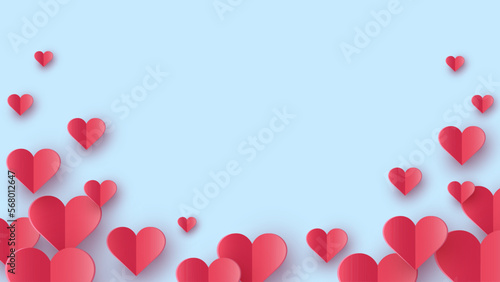 Love concept for Valentine’s Day, Mother’s Day and Women’s Day. Paper hearts decoration. Vector illustration