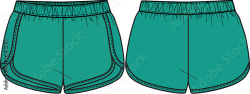 BOYS BOTTOM WEAR SHORTS FRONT AND BACK DESIGN VECTOR