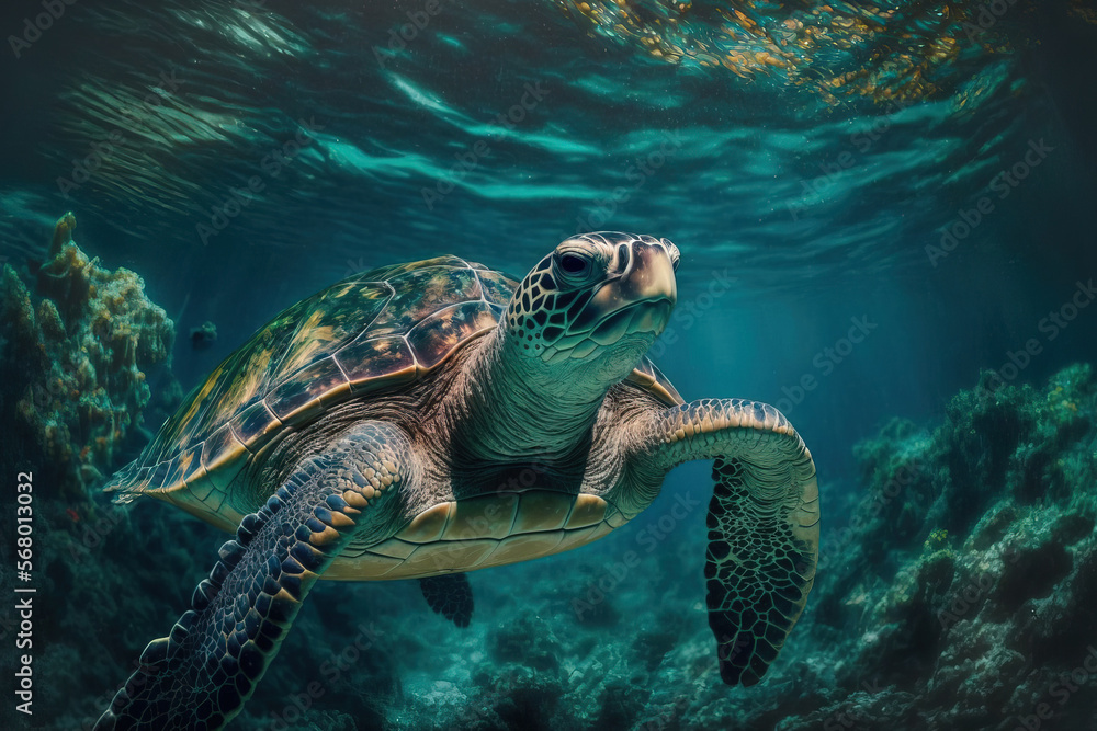 marine turtle. Generative AI marine turtle. Generative AI
