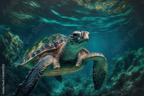 marine turtle. Generative AI © 2rogan