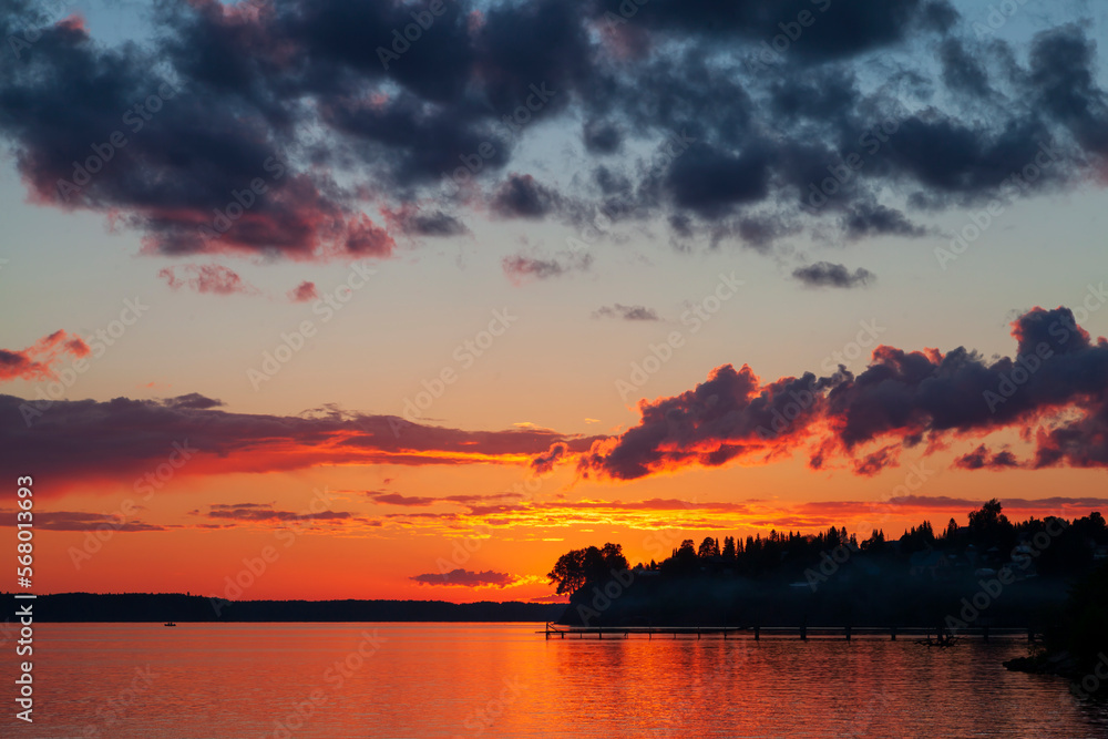 Sunset over the river Sunset over the river