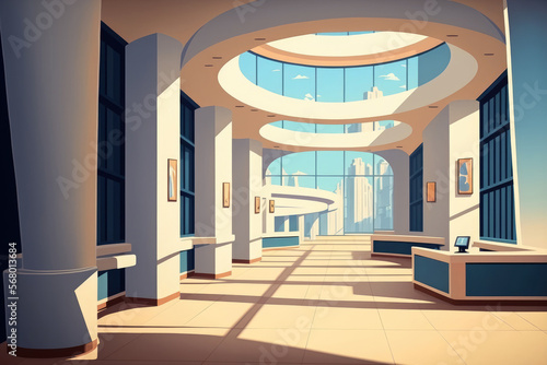 Background of abstract modern architecture  interior of an empty  open area. Generative AI