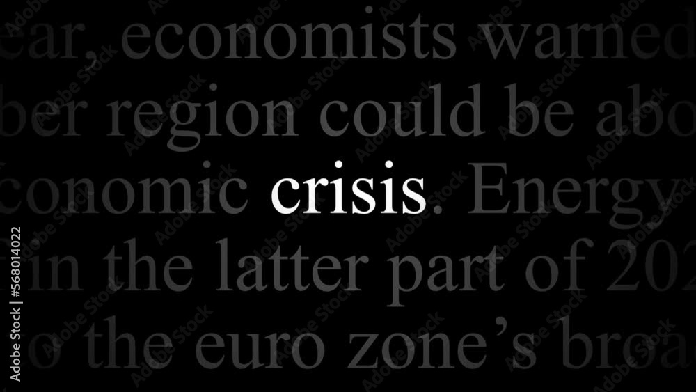 Loop of economic news articles with focus on single word. Topic economic crisis and recession. Loop of economic news articles with focus on single word. Topic economic crisis and recession.