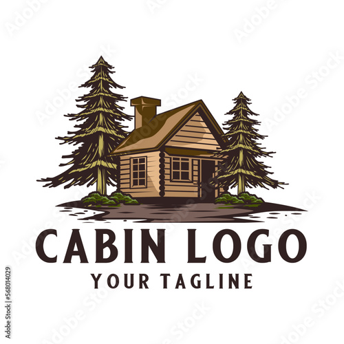 classic cabin home logo design. vector, log house, inn and recreation