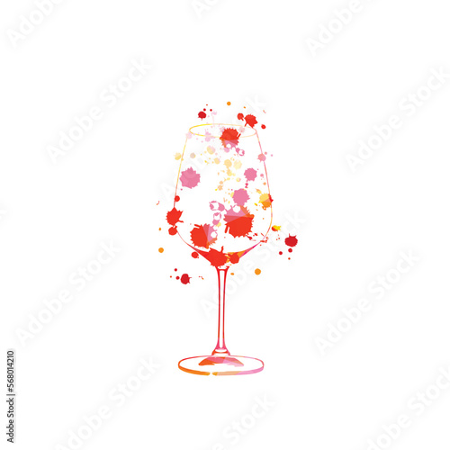 Elegant wine glass isolated.  Colorful goblet with alcoholic beverage for celebrations, special occasions, fairs, festivals and degustation events. Vector illustration design