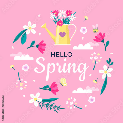 Lettering con coloridas flores de primavera