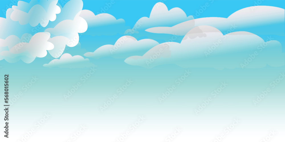 Blue sky with white fluffy cloud design vector