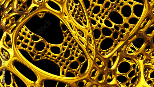 Abstract gold background, golden mesh abstract shapes