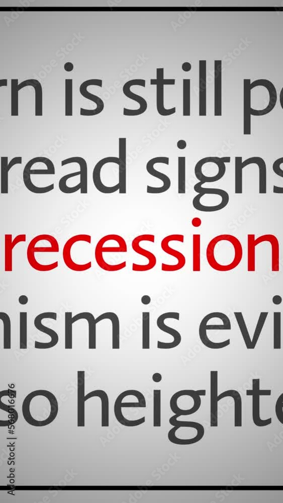 Loop of economic news articles with focus on single word. Topic economic crisis and recession. Loop of economic news articles with focus on single word. Topic economic crisis and recession.