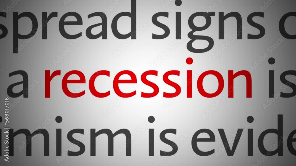 Loop of economic news articles with focus on single word. Topic economic crisis and recession. Loop of economic news articles with focus on single word. Topic economic crisis and recession.