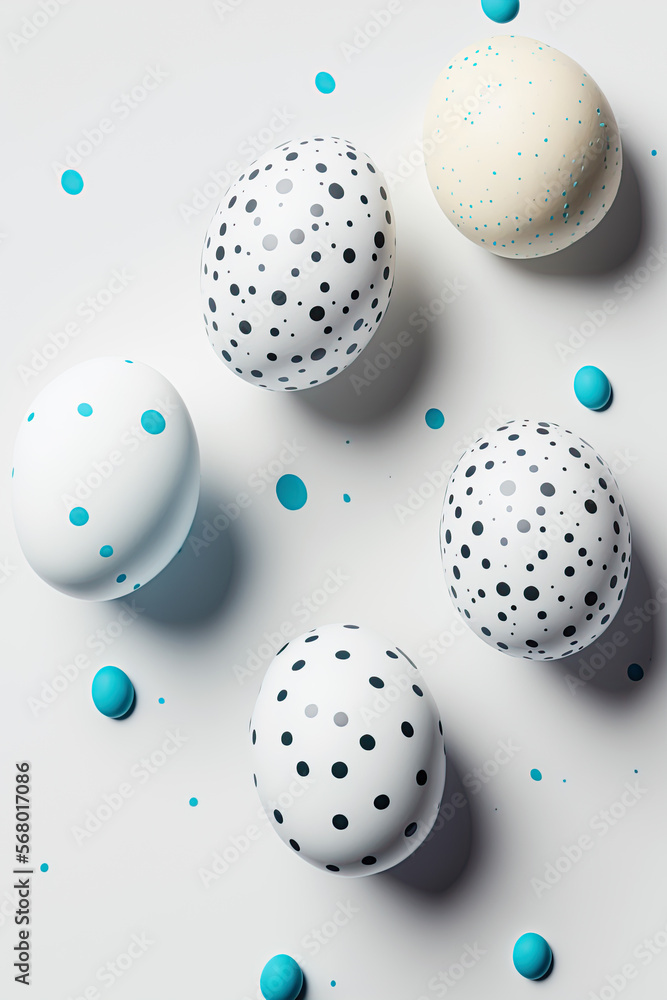 Minimalistic easter background. Clean design. Easter eggs on white background