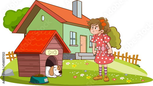 angry child shouting at dog