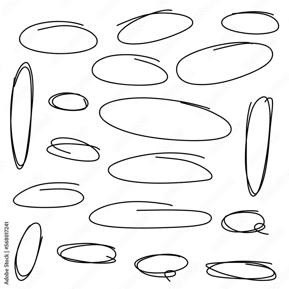 Set Abstract Doodle Circle Line. Round aesthetic elements for decor design. Hand drawn vector clipart Set Abstract Doodle Circle Line. Round aesthetic elements for decor design. Hand drawn vector clipart