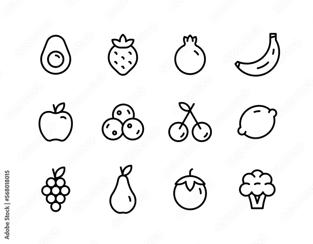 Fruits icons set. Minimal thin line web icon set. Thin line icon set
Fruits icons set. Minimal thin line web icon set. Thin line icon set