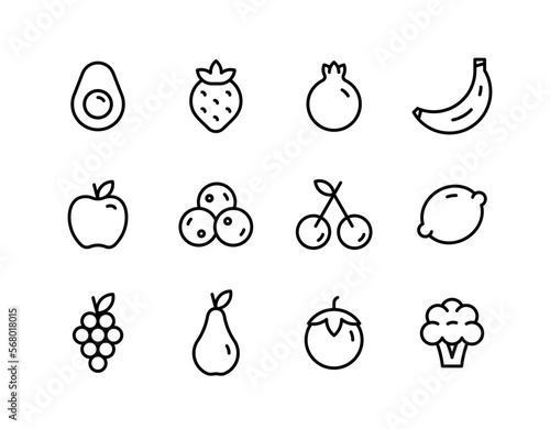 Fruits icons set. Minimal thin line web icon set. Thin line icon set
