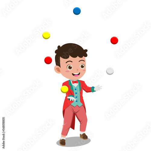 Cute kid on circus show, Background in separate layers for easy editing