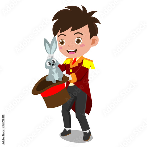 Cute kid on circus show, Background in separate layers for easy editing