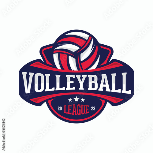 Volleyball vector logo emblem design for sport team