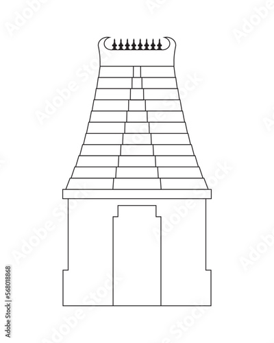 hindu temple vecor illustration , dravidian architecture tamilnadu , india	