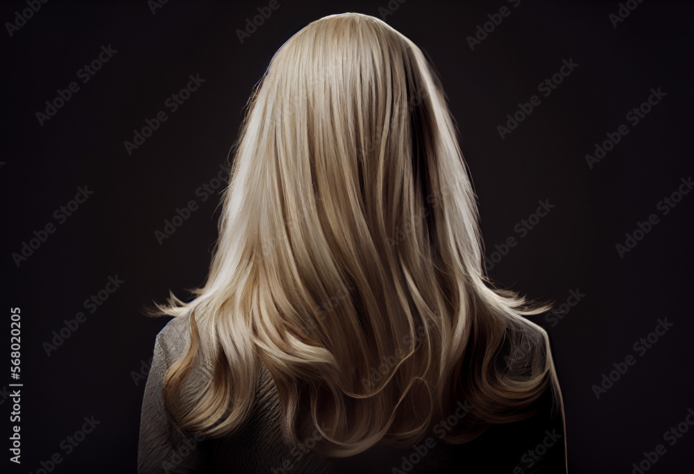Perfekte, gesunde und glänzende blonde Haare im Fokus eines Portraits. Perfekt für Friseur- Haarfarbe- und Shampoo- werbung. -Generative Ai Perfekte, gesunde und glänzende blonde Haare im Fokus eines Portraits. Perfekt für Friseur- Haarfarbe- und Shampoo- werbung. -Generative Ai