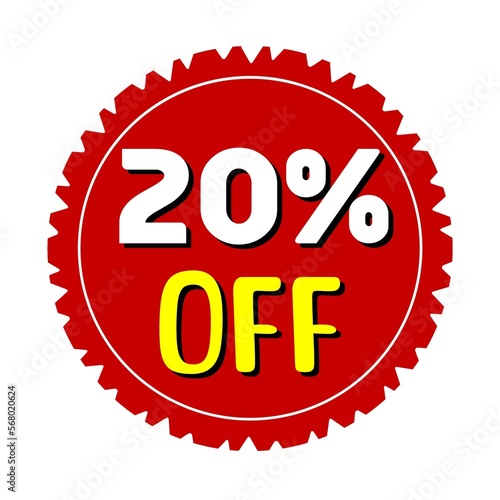 20% off promotional tag Sticker for business, sales, and discounts 