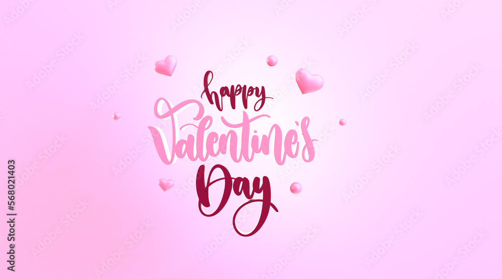 3d Valentine's Day postcard with heart elements on white background. Romantic post card