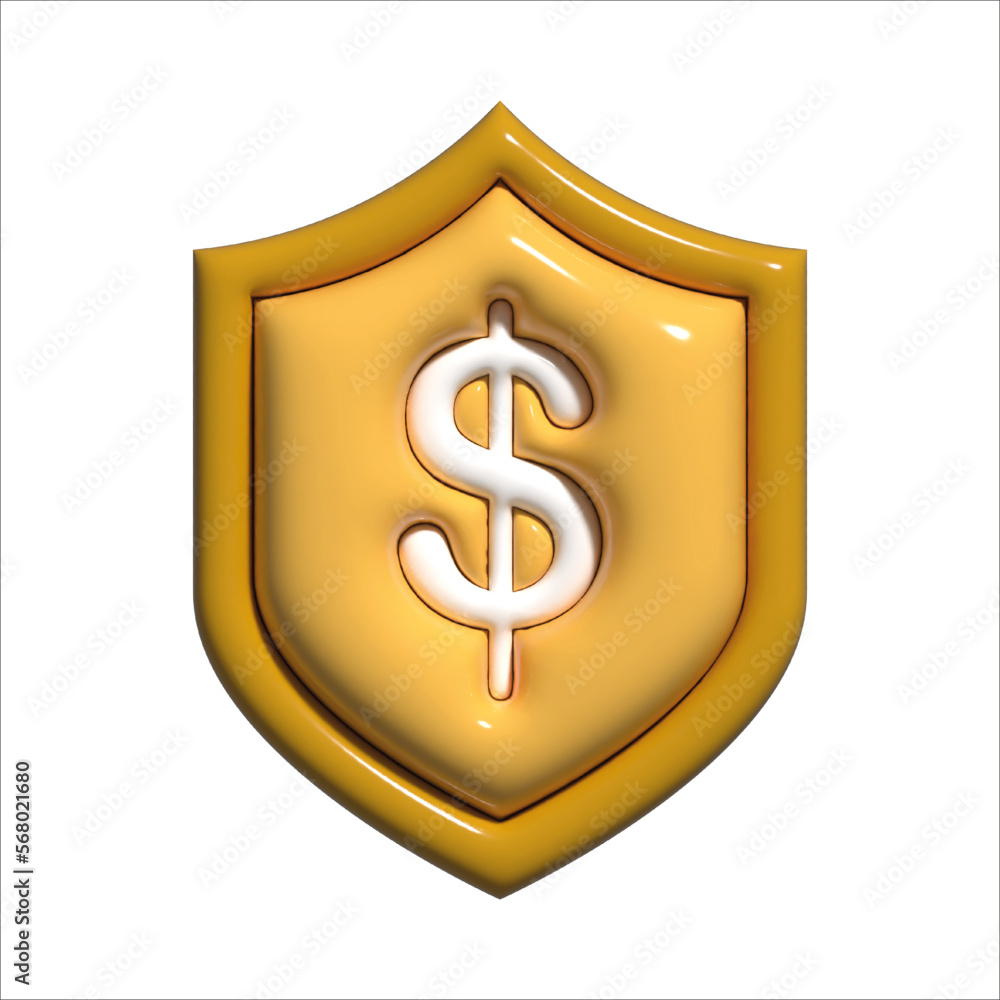 Vector 3d illustration icon money protection, financial saving insurance, safe business economy concept Vector 3d illustration icon money protection, financial saving insurance, safe business economy concept