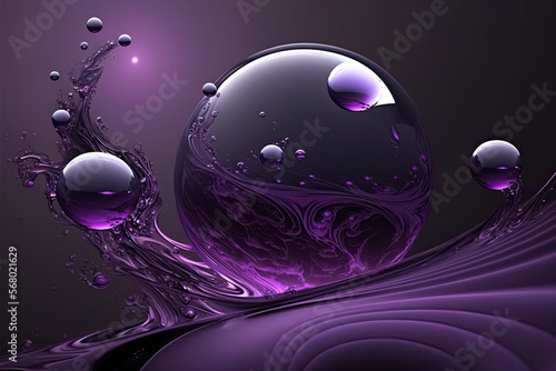 abstract background with deep purple bubbles, generative AI