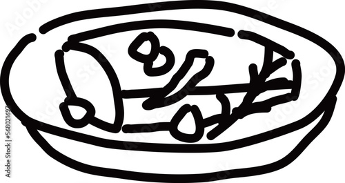 魚の香草焼き　輪郭のみ

