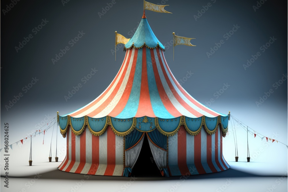 cartoon fun circus tent generative ai illustration Stock Illustration ...